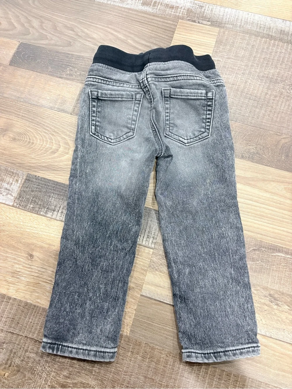wonder nation Faded Black Wash Denim-Style Joggers